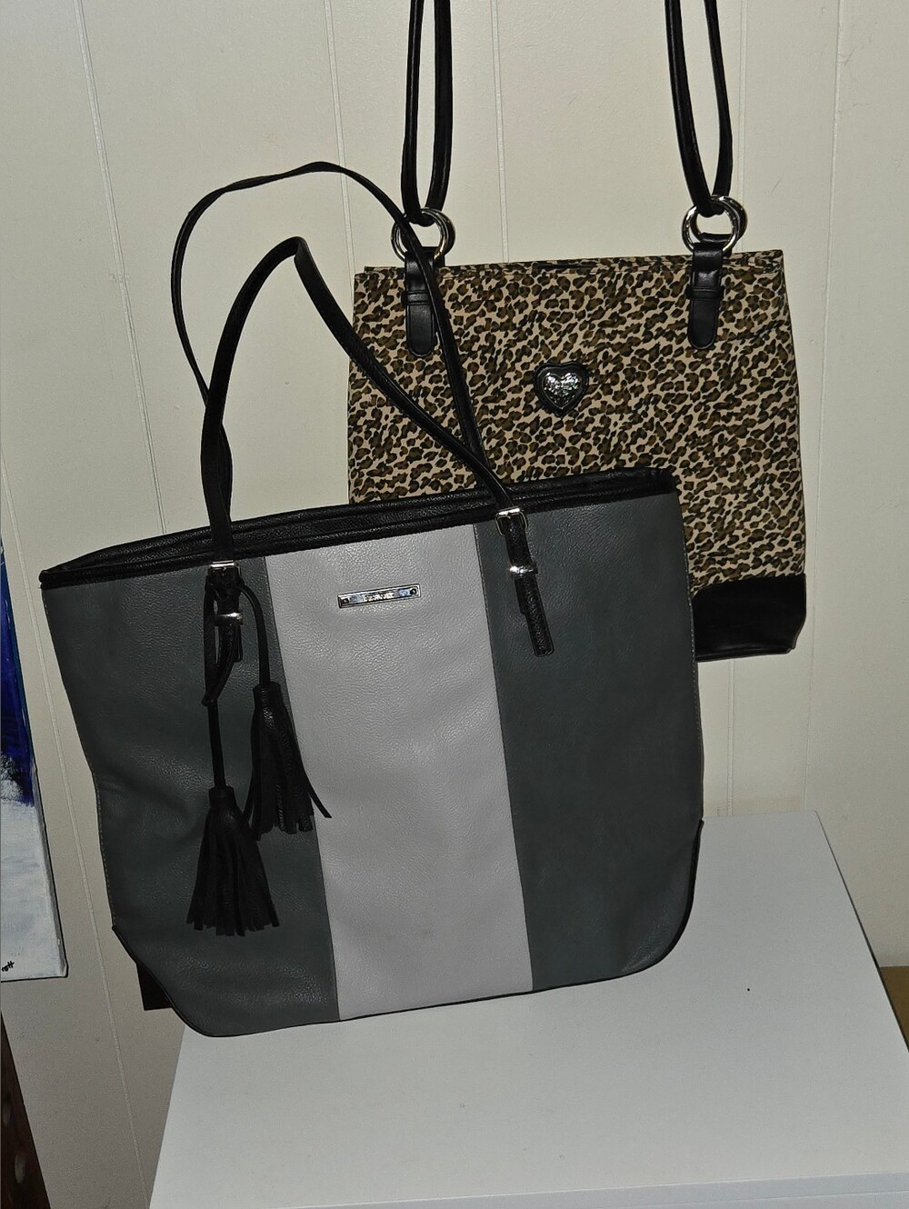Set/2 Nine West It Girl Tote Bag & No Name Leopard Print Bag